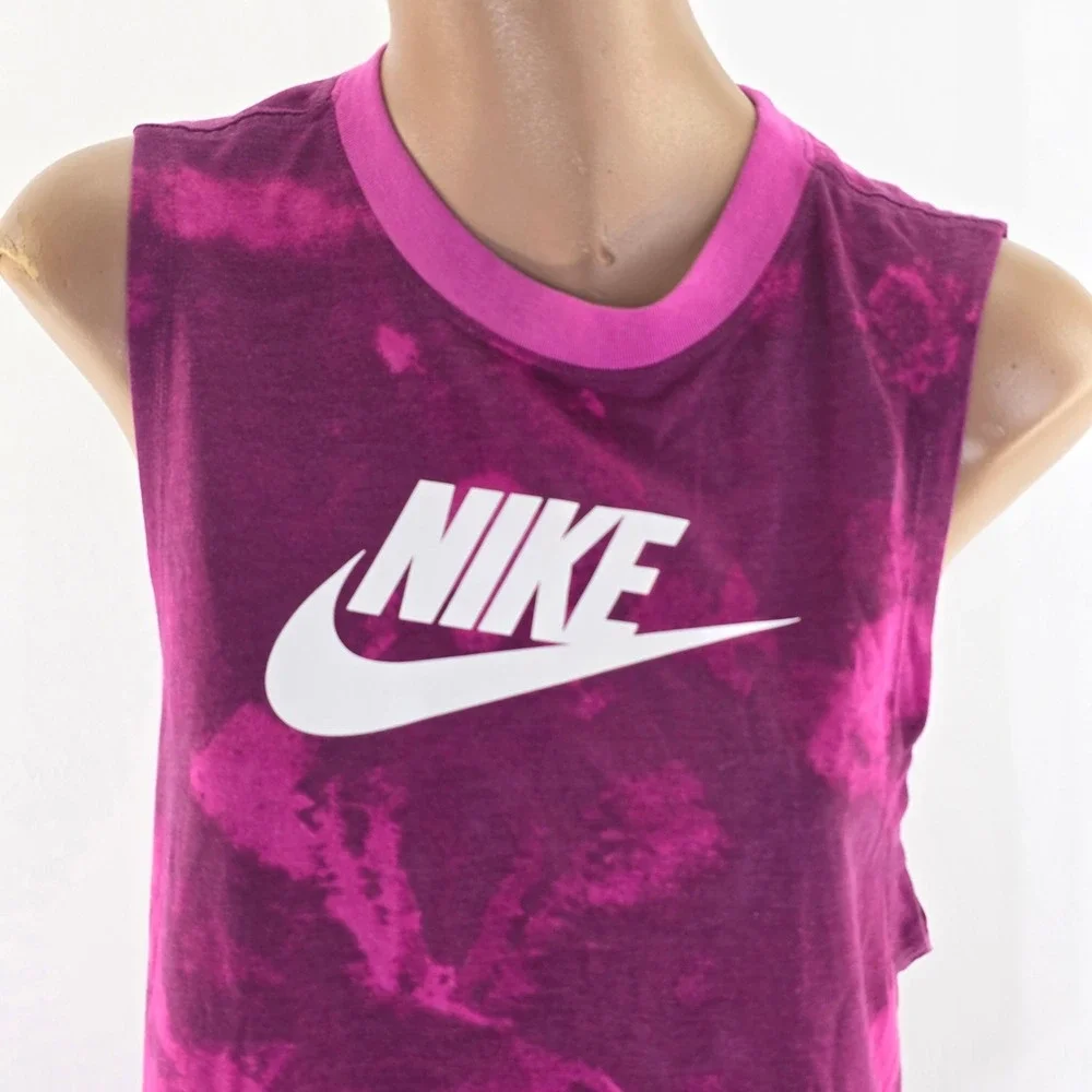 Nike Muscle Tank Top Womens Small Pink Tie Dye Futura Logo BV8238-623 Sportswear